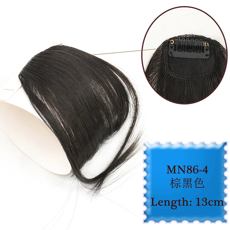 Synthetic Hair Clip In Bangs Brown Colored Invisible Front Fringes Clip in Hair Air Bangs Natural Black Fake Hair Bangs For Girl