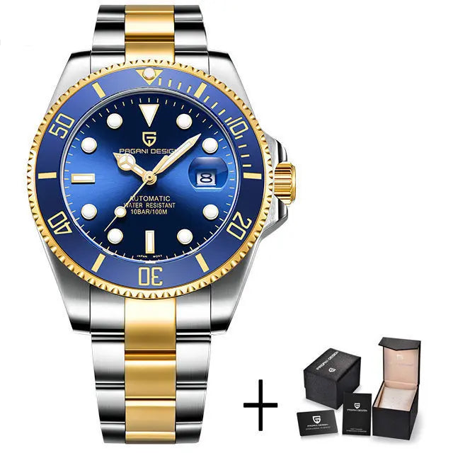 PAGANI DESIGN Luxury Men's Automatic Watch Sapphire Glass Diving Machinery Watch Men's Stainless Steel Business Watch Gift Box