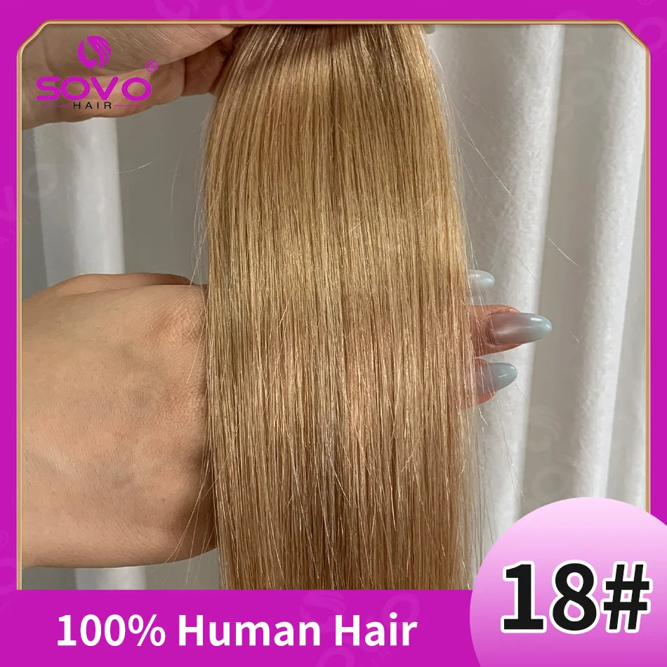 SOVO Tape in Hair Extensions 100% Remy Human Hair 20 Inch  20pcs  Balayage Skin Weft Tape in Extensions  12-26 inch