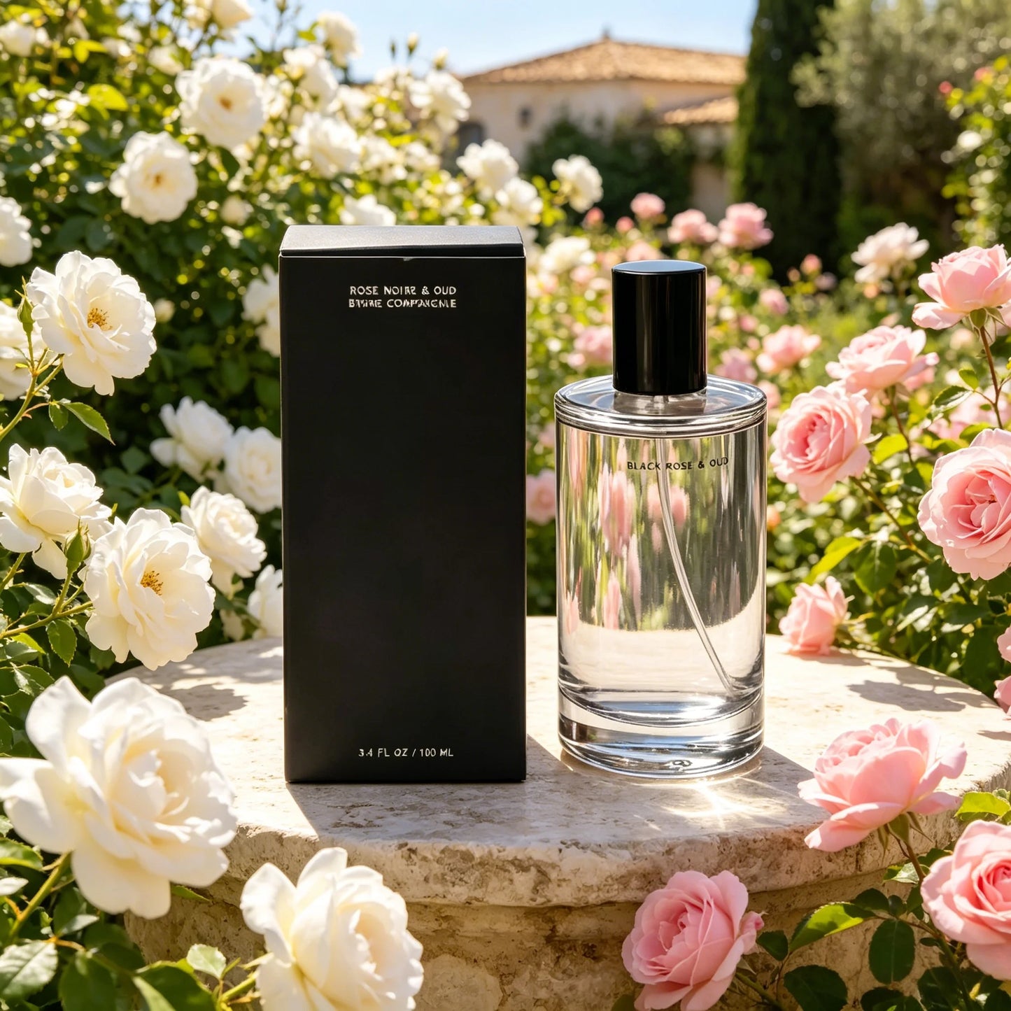 Black Rose & Oud Unisex Eau de Parfum Dark Elegant Floral Oud Woody Scent Minimalist Clear Cylinder Bottle Matte Black Cap Simple Black Gift Box Long Lasting Neutral Luxury Fragrance Premium Holiday Gift for Men and Women