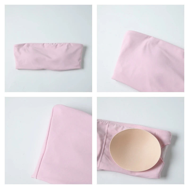Strapless Sports Bra Gym Crop Top Women Quick-Drying Yoga Clothes Women Tube Bra Fitness Chest Wrap Underwear Workout Bra Female
