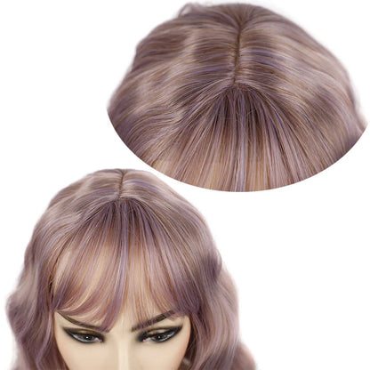 Jeedou 14 Inch Water Wave Bob Wig With Air Bangs Matte Synthetic Short Wavy Wigs For Women Daily Cosplay Colorful Wig