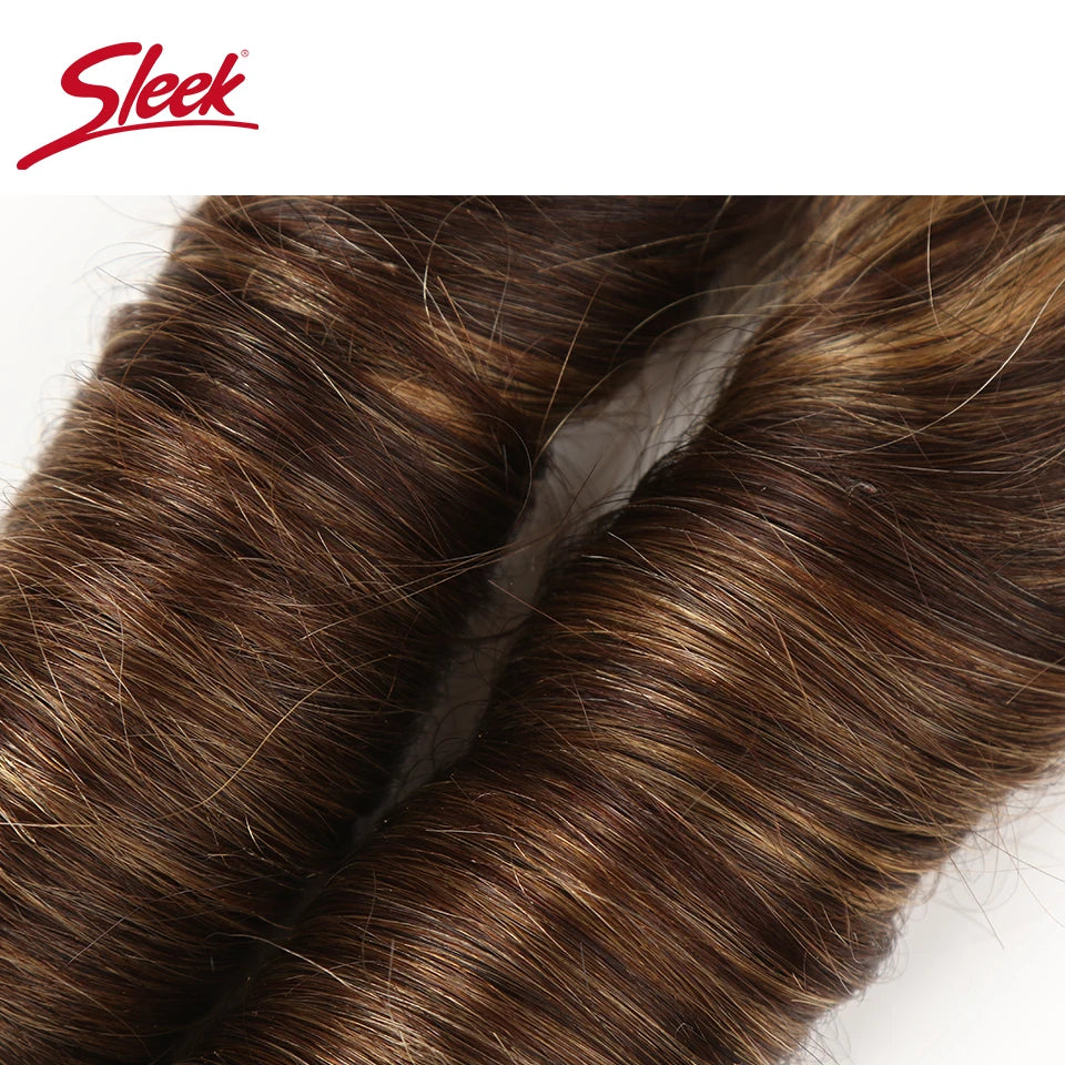 Sleek Double Drawn Loose Wave Color P4/27 P6/27 P1B/30 P4/30 Brazilian Remy Human Hair Bundles 1Pcs Hollywood Wave Hair Bundles
