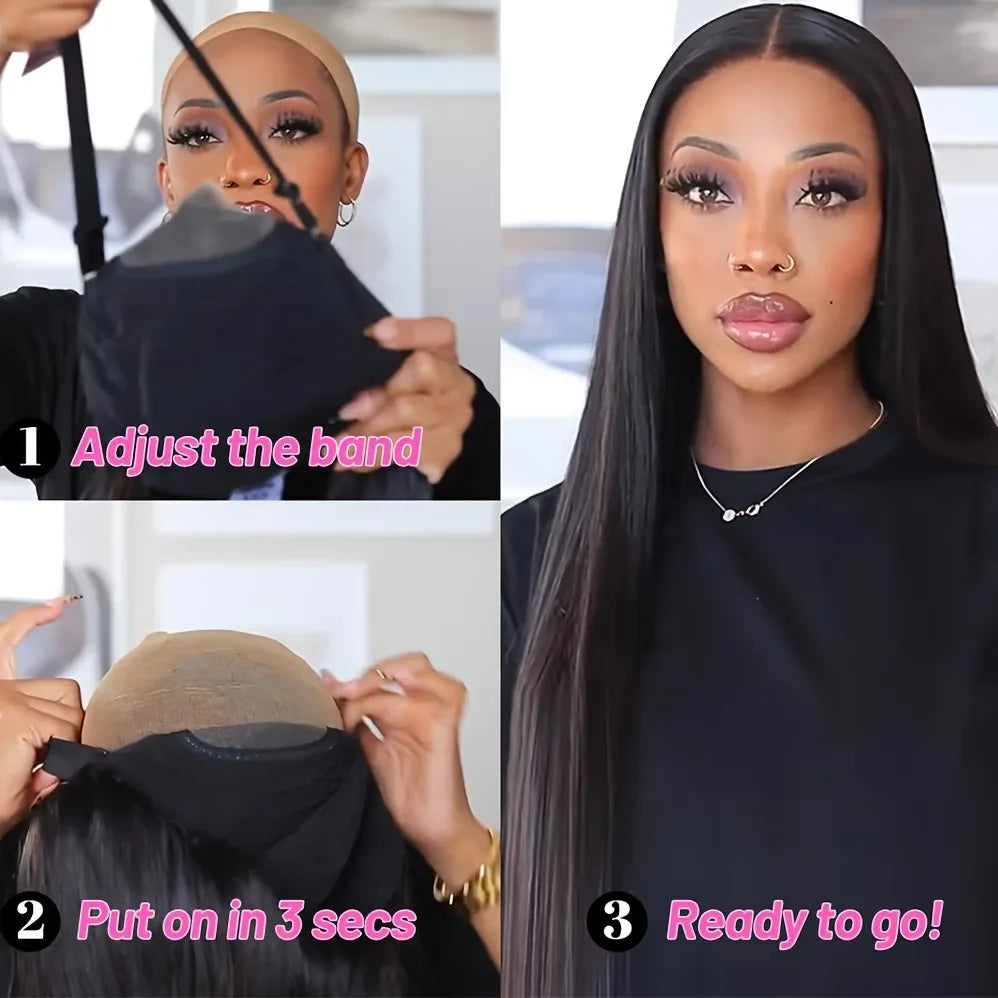 5x5 Natural Color Straight Human Hair Wig Swiss HD Lace Front Straight Wig Three Densities are Avaliable All Fluffy Full Hair Natural Looking Comfortable Pre Plucked Hairline with Baby Hair Easy to Maintain for Everyday and Occasion Use