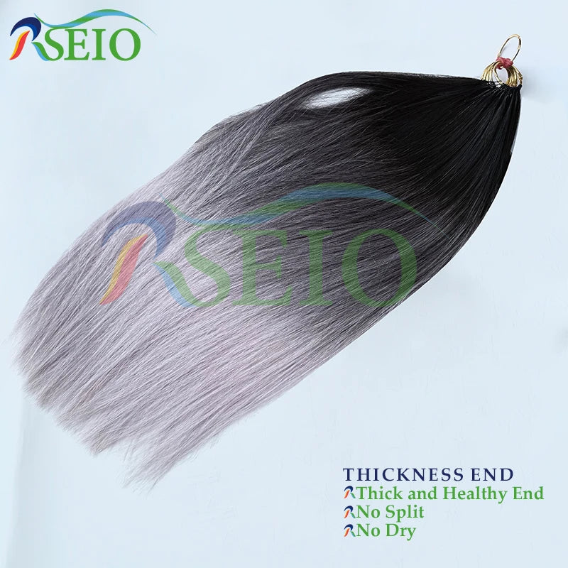RESIO  Feather Hair Extensions Straight 100% Real Human Microring Hair Extensions Color Purple Blue Pink Gray 18-20inch