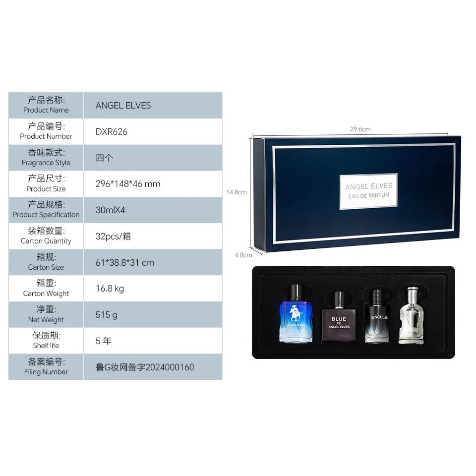 Men's Cologne Set 4 In 1 Set, Fresh Lemon Scent 1.01 Oz Long Lasting Fragrance Set Perfect Birthday Gift For Father, Boyfriend