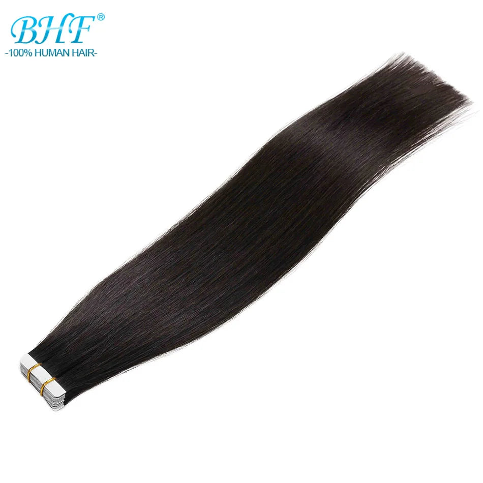 BHF Tape In Hair Extensions Human Hair 20pcs/Pack European Remy Straight Invisible Tape Ins Adhensive 100% Human Hair For Salon