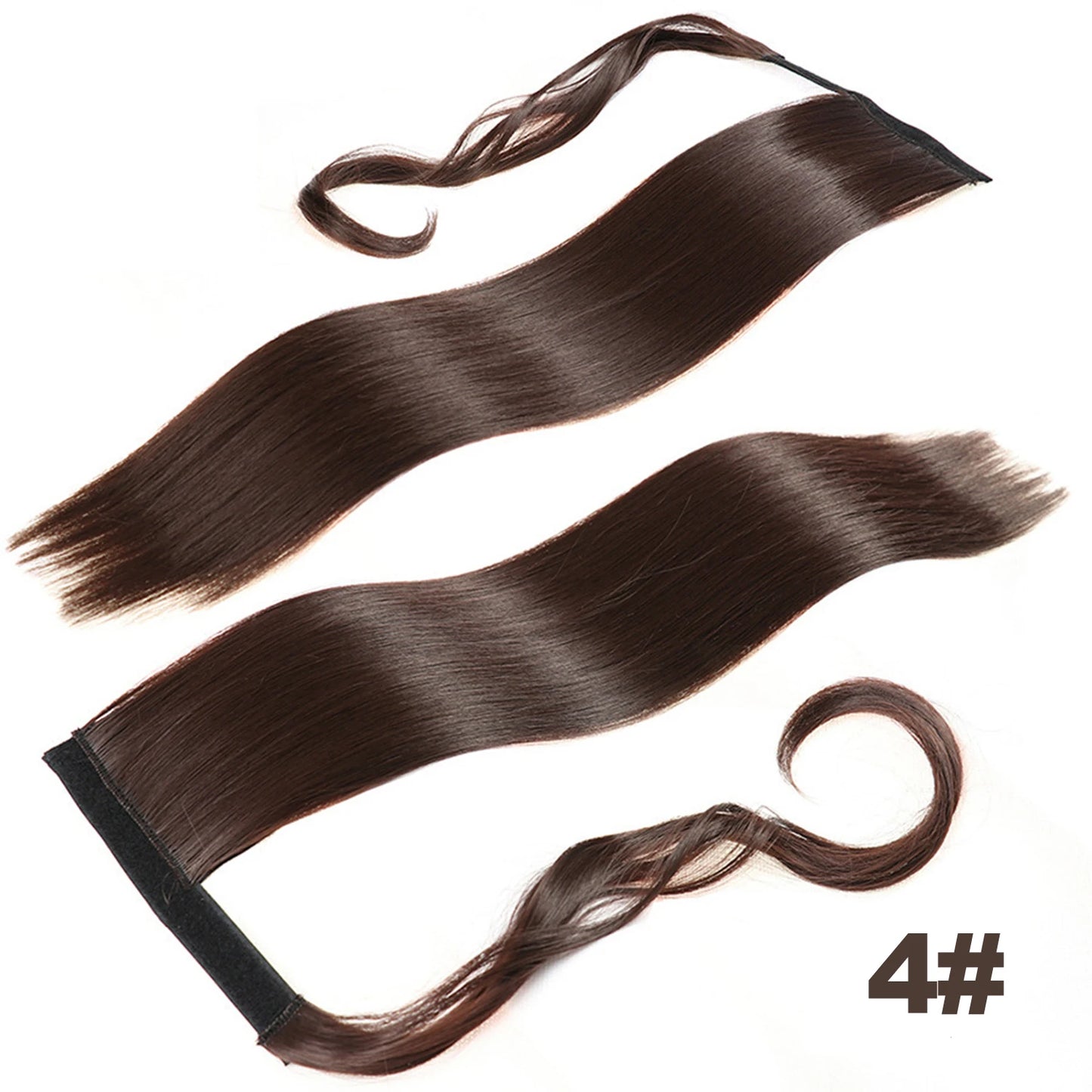 Straight Long Ponytail Extensions 22inch Natural Black Wrap Around Synthetic Hair Piece Pony Tail Hair Hairpieces for Women Girl