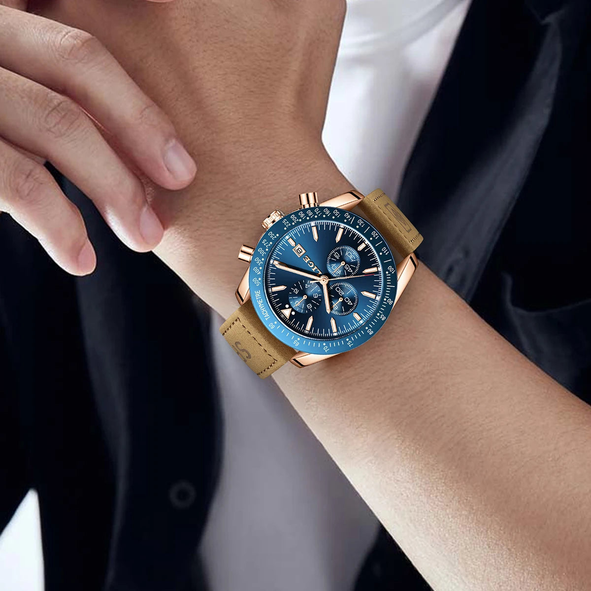 LIGE Retro Fashion Outdoor Quartz Man Watch Military Classic Clocks Casual Sports Leather Belt Waterproof Auto Date Watches Male