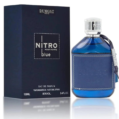 Nitro Blue Dumont Men EDP Perfume 100ml Fresh Marine Citrus Cologne Blue Glass Bottle Silver Cap Luxury Black Gift Box Daily Summer Business Wear