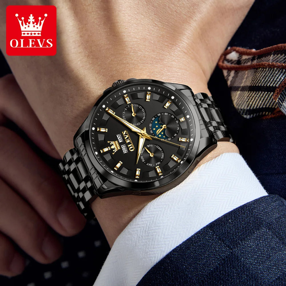 OLEVS 7070 Automatic Watch Men Moon phase Waterproof Men Watches Stainless steel Luxury Mechanical Watch for Men