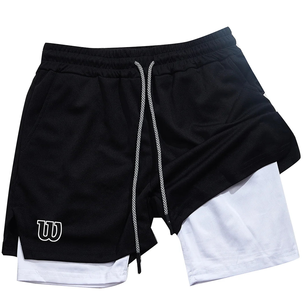 2026 New Men's Sports Shorts Summer Shorts Breathable Tennis Jogging Double-Layer Shorts Fast Drying Badminton Shorts