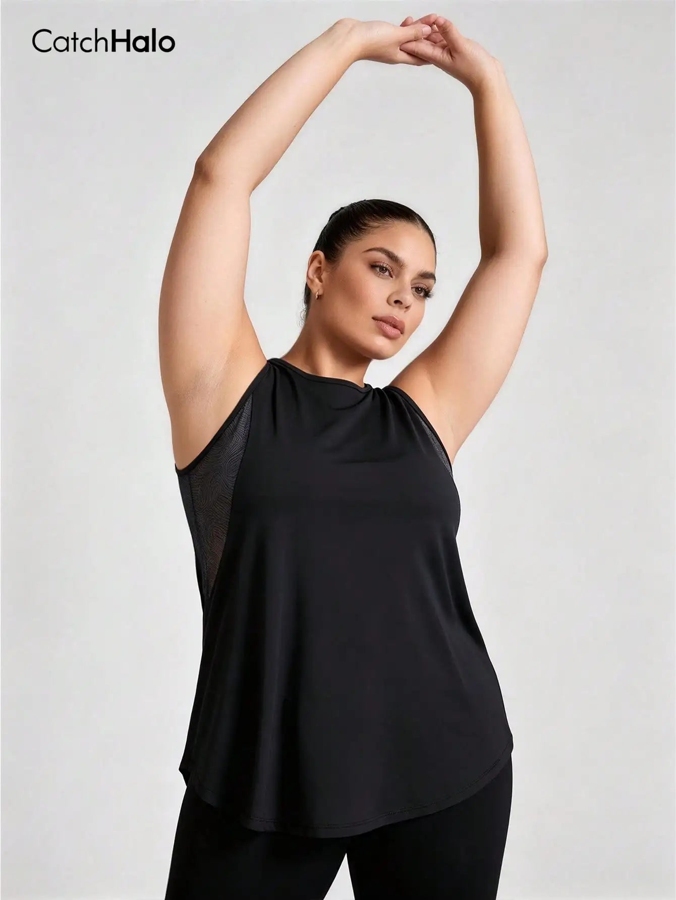 Plus Size Mesh Tank Top Women Breathable Loose Fit Gym Top Sleeveless Yoga Shirt Sweat Wicking Summer Sports Activewear