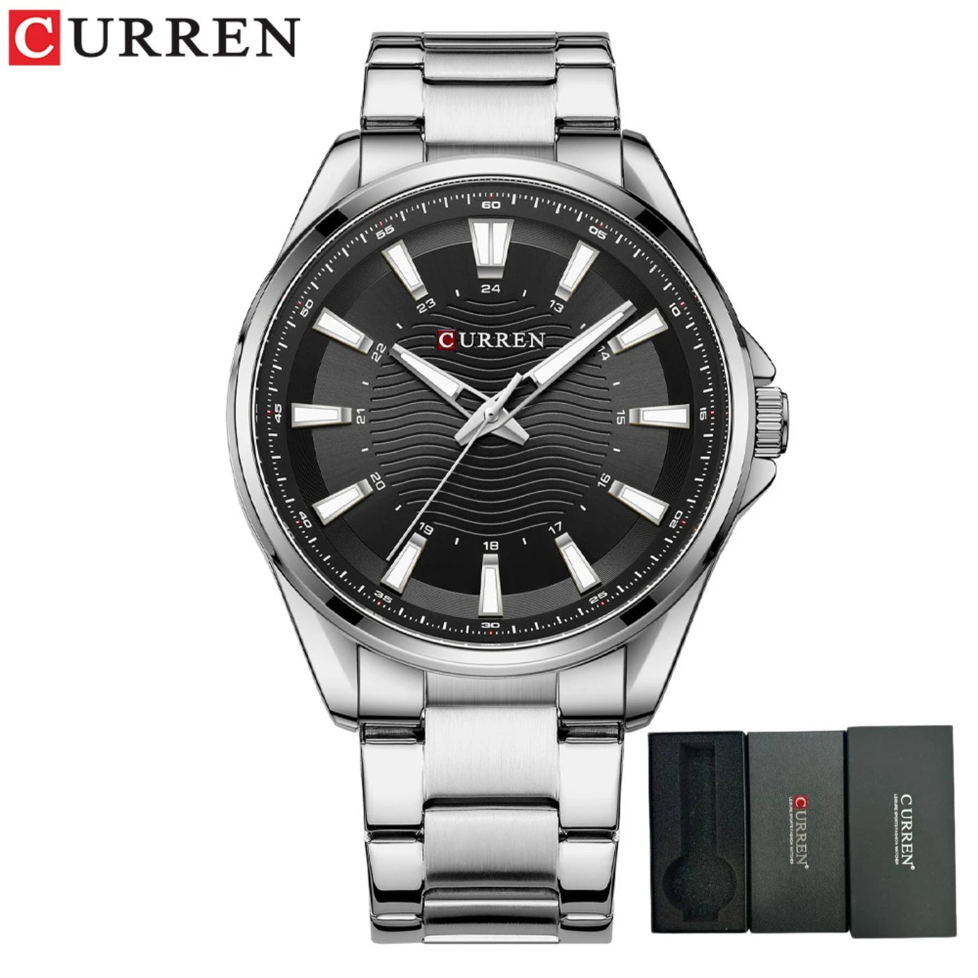 CURREN Classic Simple Stainless Steel Quartz Wristwatches Fashion Brand Men's Watches with Luminous Hands Gifts