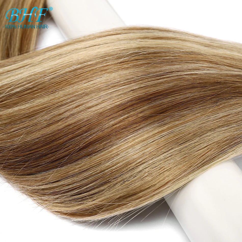 BHF Tape In Hair Extensions Human Hair 20pcs/Pack European Remy Straight Invisible Tape Ins Adhensive 100% Human Hair For Salon