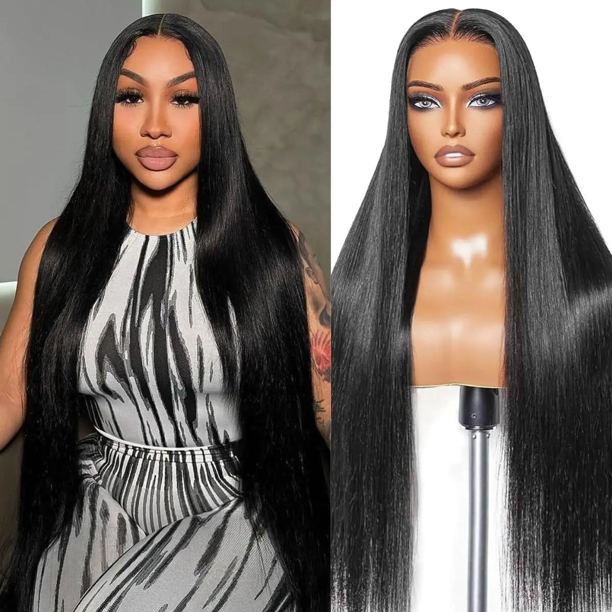 5x5 Natural Color Straight Human Hair Wig Swiss HD Lace Front Straight Wig Three Densities are Avaliable All Fluffy Full Hair Natural Looking Comfortable Pre Plucked Hairline with Baby Hair Easy to Maintain for Everyday and Occasion Use