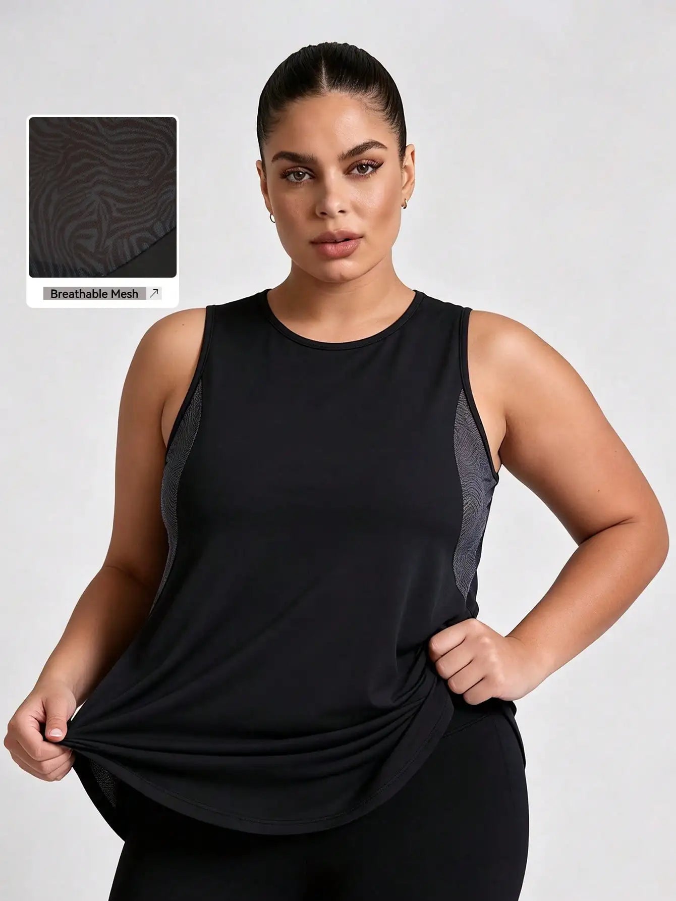 Plus Size Mesh Tank Top Women Breathable Loose Fit Gym Top Sleeveless Yoga Shirt Sweat Wicking Summer Sports Activewear