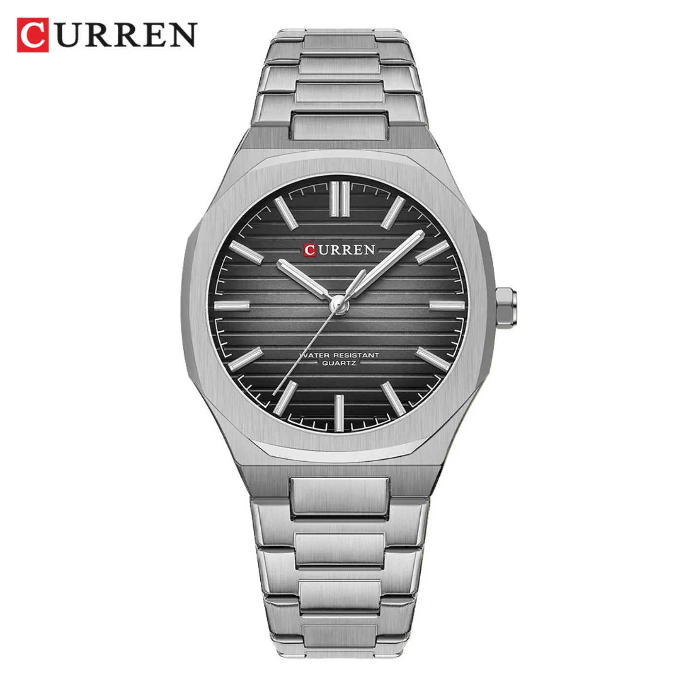 CURREN 8456 Business Quartz Stainless Steel Strap Watch Square Dial Casual Style Wristwatch with Waterproof Function
