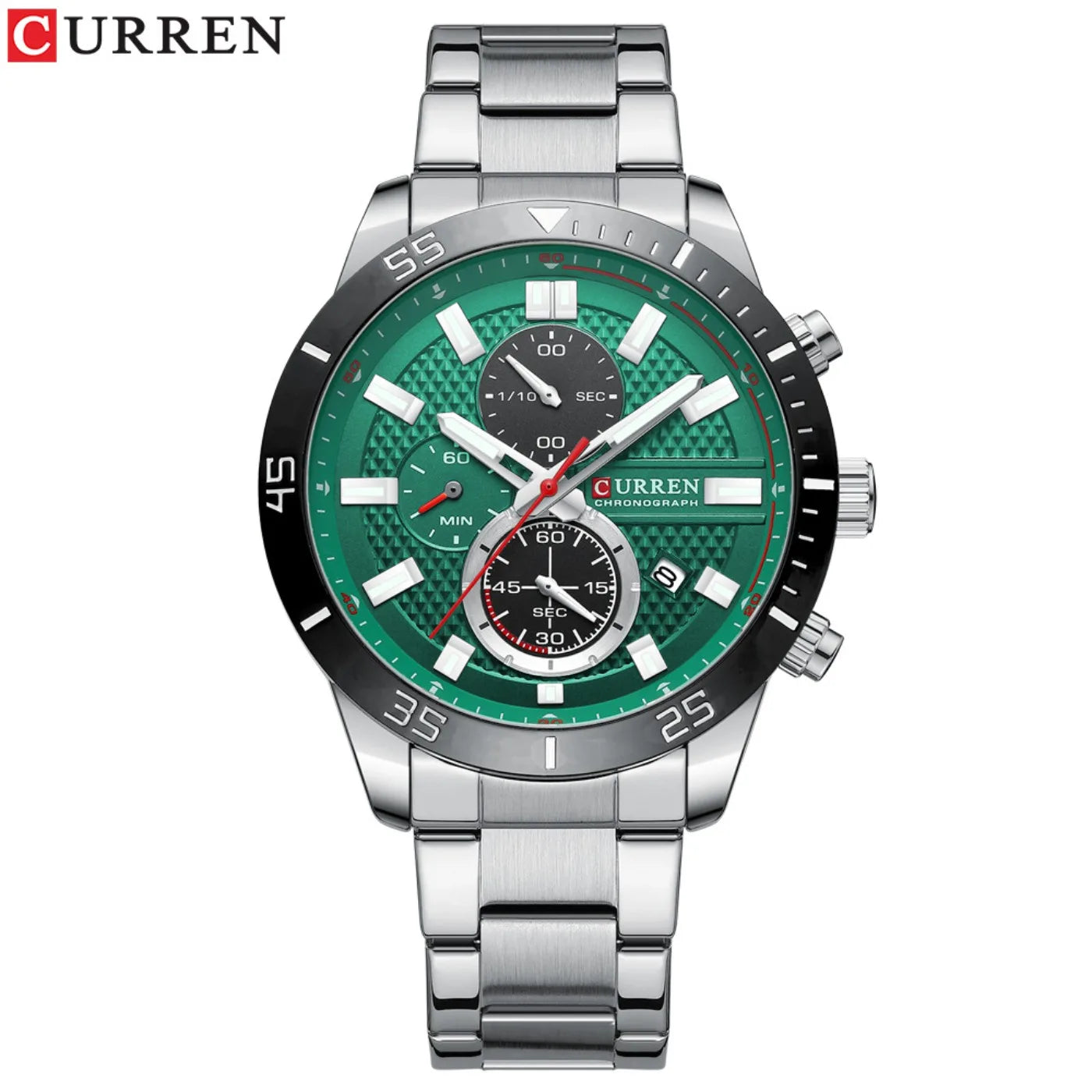 CURREN Men's Fashion Sports Waterproof Stainless Steel Luminous Quartz Watch Classic Business Casual Date Watch Reloj Hombre