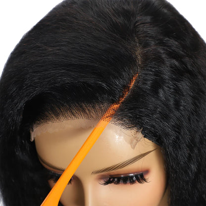 100% Human Hair Kinky Straight 5X5 HD Lace Closure Wigs PrePlucked 200% Density Yaki Straight 13x6 HD Glueless Lace Front Wigs