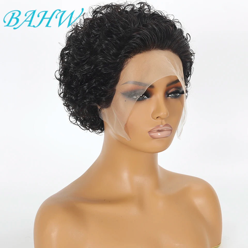 Peruvian Hair Pixie Cut Wig Kinky Curly Virgin Hair Wig 1B/30 Short Bob Natural Color Full Machine Made Wigs For Black Women