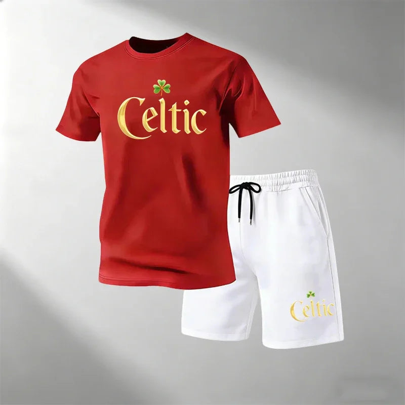 2026 Men's Round Neck Short Sleeve T-Shirt + Shorts Sports Set Quick Dry Summer Running Gym Training Suit Home Outdoor Hot Sale