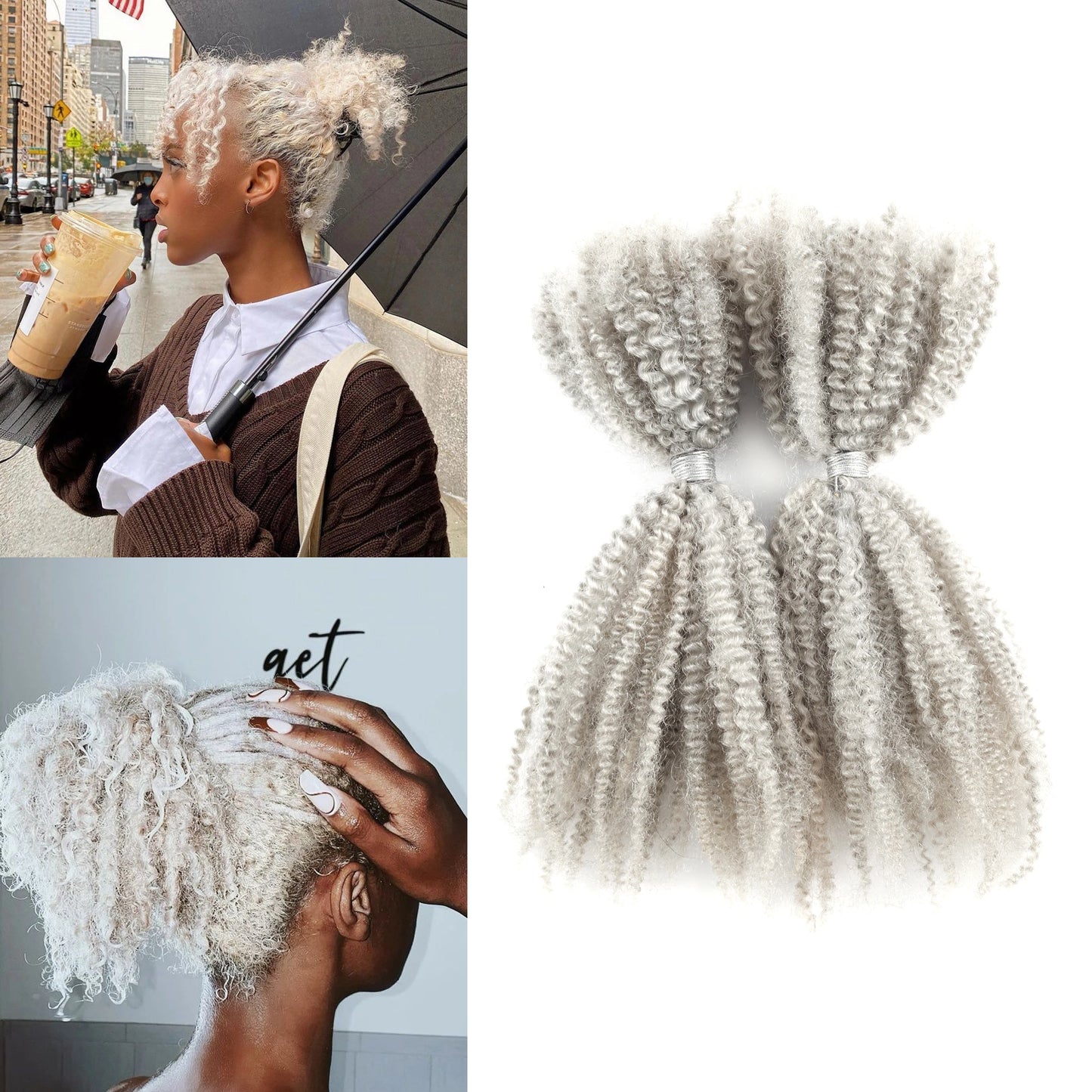 ANNA Factory No Middleman Best Selling Wholesale Price Grey Color 4C100%Human Hair Afro Kinky Bulk Hair Extension for African