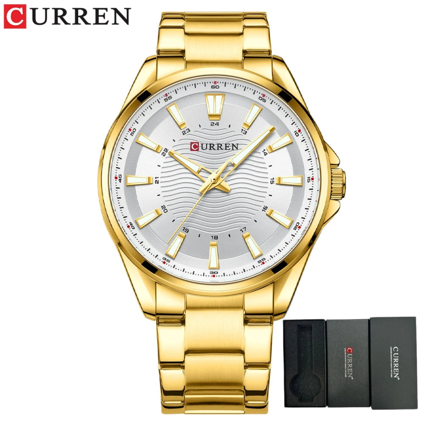 CURREN Classic Simple Stainless Steel Quartz Wristwatches Fashion Brand Men's Watches with Luminous Hands Gifts