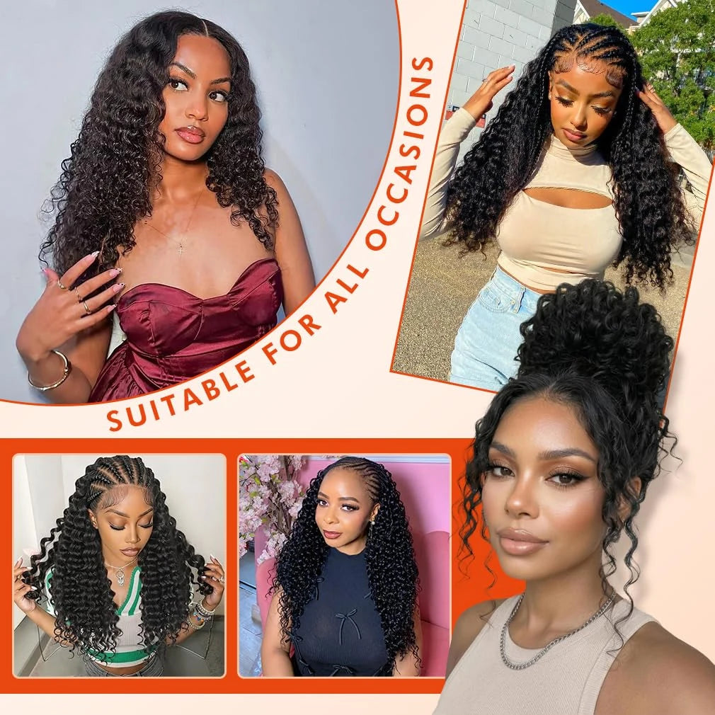Geeta 100% Human Hair Feather Crochet 12A 240g 300g Deep Wave Pre-Separated Feather Crochet Invisible Crochet Hair Extensions