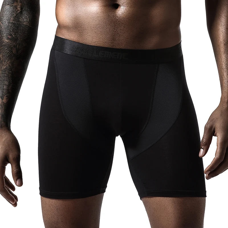 Sports underwear men's anti-wear leg Modal professional running fitness tight body long leg quick dry plus long boxers