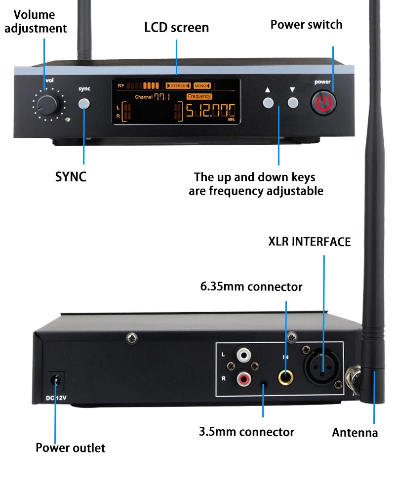 Professional Grade Stage Wireless In Ear Monitoring System With UHF mono mono Frequency,For Stage/Band/Drummer/Small Concert ﻿