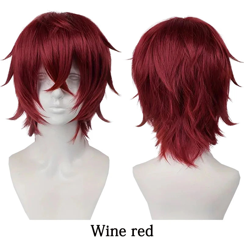 10-Inch Short Straight Hair Suitable For Both Men And Women, Cosplay Synthetic Hair Anime Role-Play Halloween Party Upturned Wig