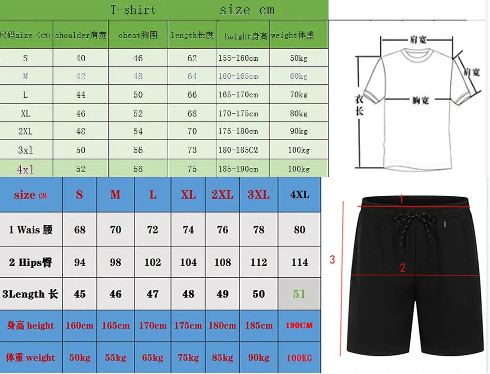 2026 Men's Round Neck Short Sleeve T-Shirt + Shorts Sports Set Quick Dry Summer Running Gym Training Suit Home Outdoor Hot Sale