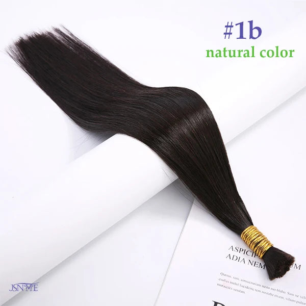 JSNME Bulk Human Hair Extensions 100% Real Human Hair Extension Straight 50g Black Brown Blonde 613 Color For Salon 14"-26" Inch