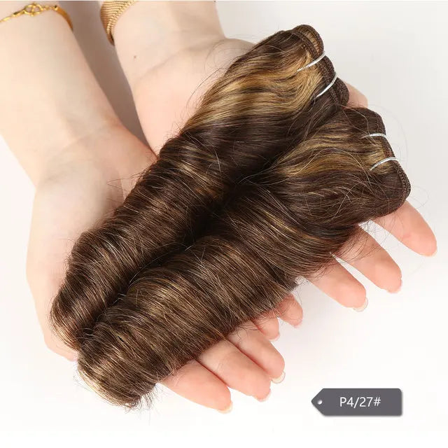 Sleek Double Drawn Loose Wave Color P4/27 P6/27 P1B/30 P4/30 Brazilian Remy Human Hair Bundles 1Pcs Hollywood Wave Hair Bundles