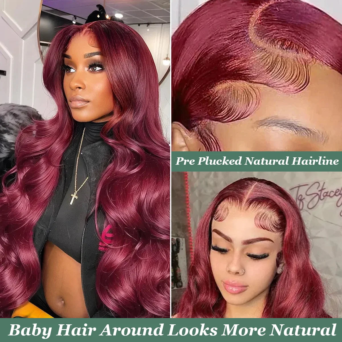 Wine Red Burgundy 99J 40 Inches Long-length 200% High Density 13x6 13x4 HD Transparent Lace Frontal Wig Human Hair Wigs Body Wave Brazilian Hair Pre Plucked For Women