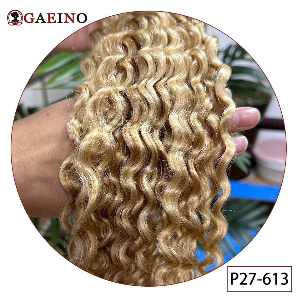 Water Wave Tape in Human Hair Extension Brazilian Hair Skin Weft Tape in Curly Human Hair 20 Pcs/Set Black Brown Blonde Color