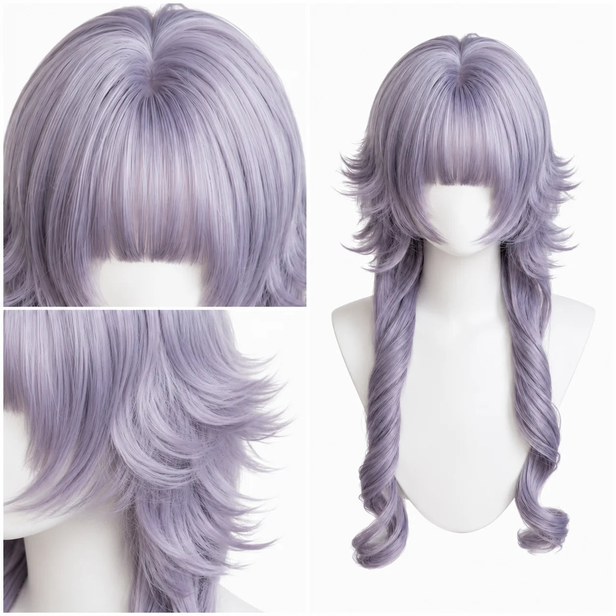 Lavender Purple High Level Comes with Anti Stiff Jellyfish Head and bangs Daily Top Synthetic Full Head Set