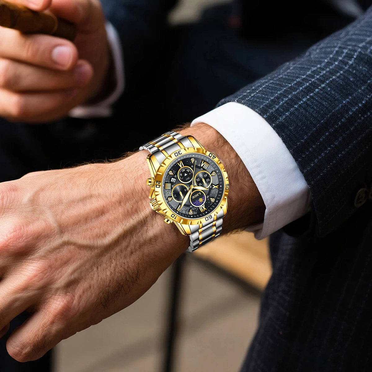 LIGE Top Brand Luxury Quartz Man Watch Casual Sport Waterproof Stainless Luminous Chronograph 24H Moon Phase Watches for Men+Box
