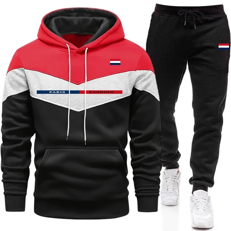 Fall Winter Daily Casual Sports Jogging Suit Outdoor Comfort Hoodie Outfits Paris Fashion Men's Set Hooded Sweatshirt Sweatpants