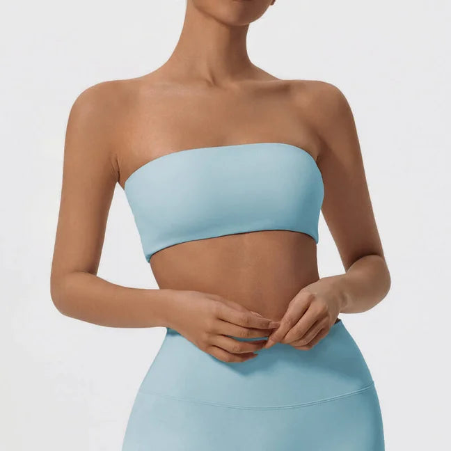 Strapless Sports Bra Gym Crop Top Women Quick-Drying Yoga Clothes Women Tube Bra Fitness Chest Wrap Underwear Workout Bra Female