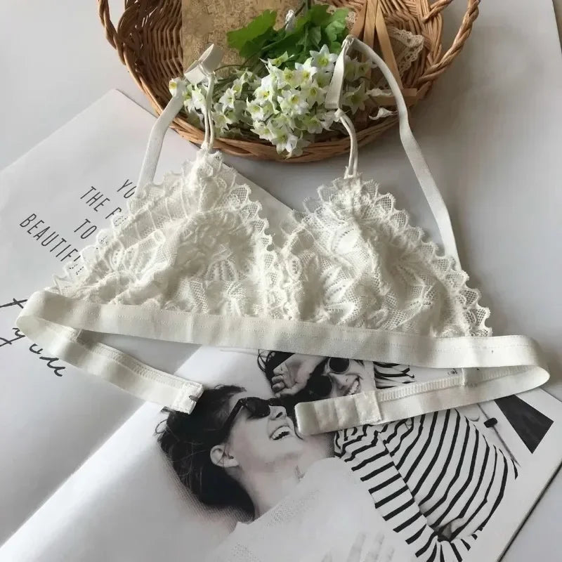 Summer Sexy Lace Tube Top Women Hollow Out Bralette Thin Chest Girl Bras Seamless Transparent Lingerie French Underwear