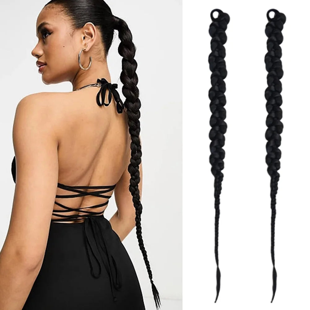 1/2PCS Hair Extension Braided Ponytail Fashion Long Twist Braided Ponytail Synthetic Extension Hair Accessories Hip Hop Y2K Girl