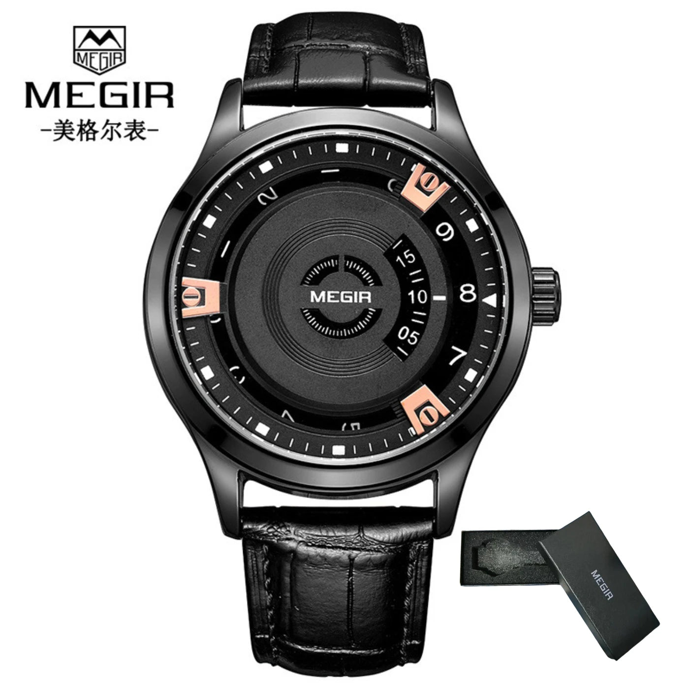 MEGIR Men Watches Luxury Leather Strap Sport Military Watch Male Clock Waterproof Casual Quartz Wristwatch Reloj Hombre 1067