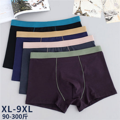 Men's cotton underwear plus size fat guy boxers breathable 3D seamless sexy youth cotton red boxers