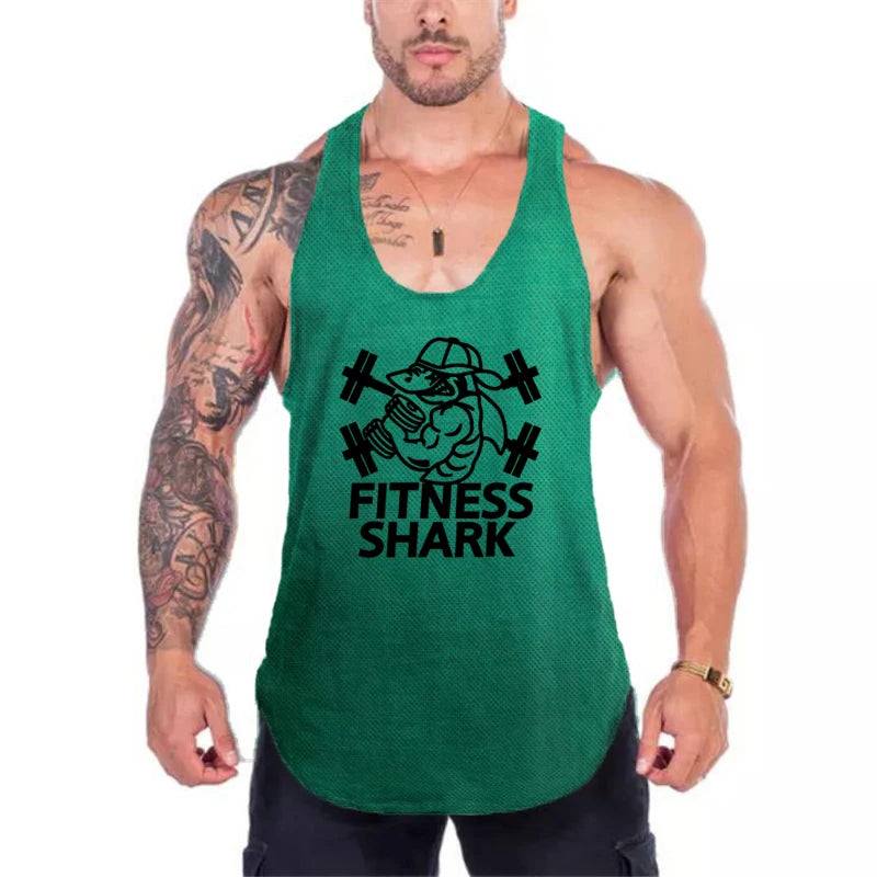 Summer Mesh Mens Fitness Tank Tops Y-back Bodybuilding Sleeveless Vests Mesh Quick Dry Gym Clothing Running Sport Muscle Shirts