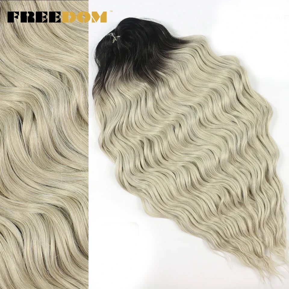 FREEDOM Synthetic Curly Braiding Hair Extensions 24 Inch/60 cm Long Deep Wavy Twist Crochet Braids Hair Ombre Brown Rainbow Hair