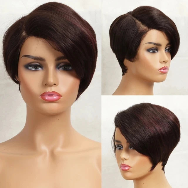 Blond 27 Pixie Cut Bob Wigs Lace Front T Part Human Hair Wigs For Nature Black Dark Brazilian 613 Straight Remy Human Hair Wigs