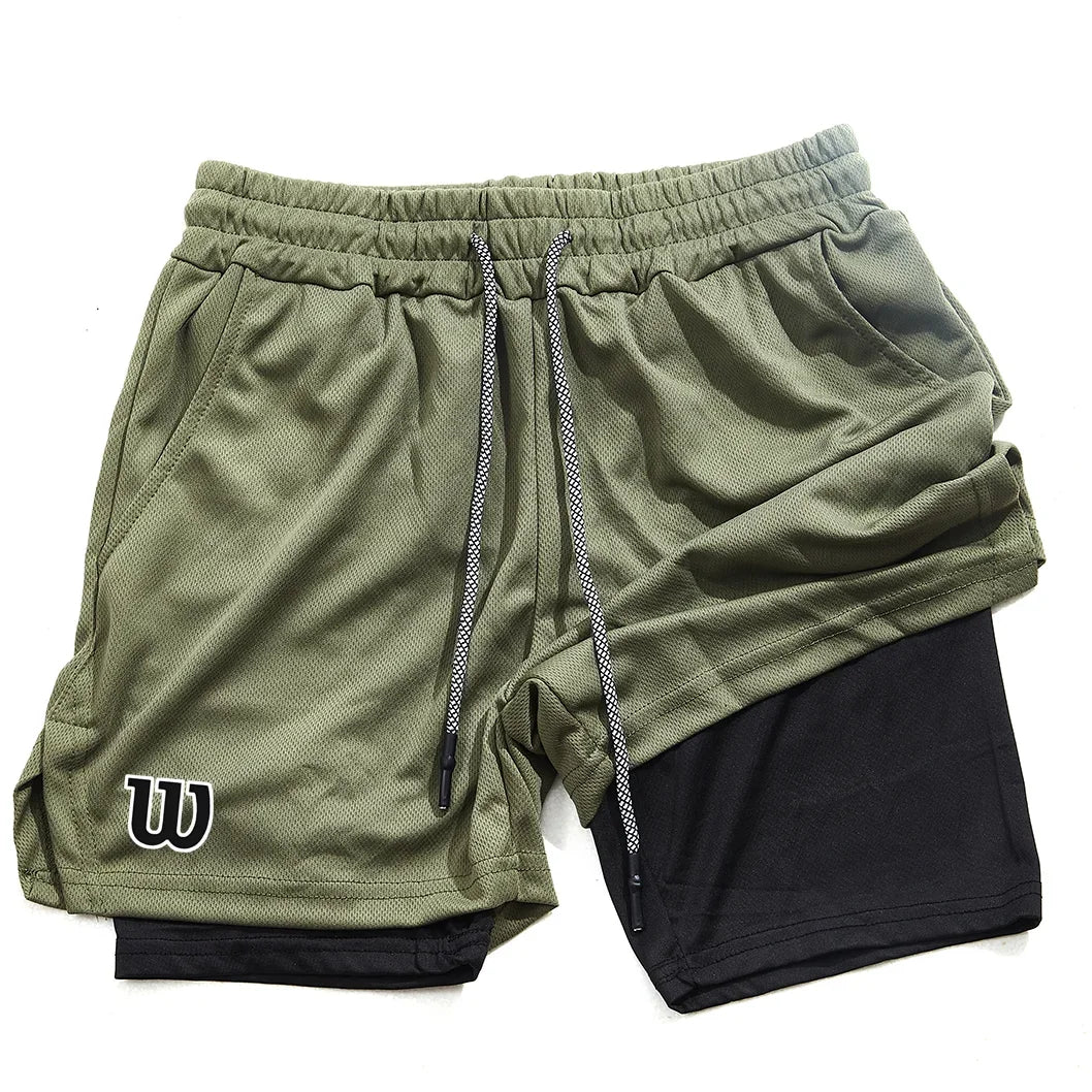 2026 New Men's Sports Shorts Summer Shorts Breathable Tennis Jogging Double-Layer Shorts Fast Drying Badminton Shorts