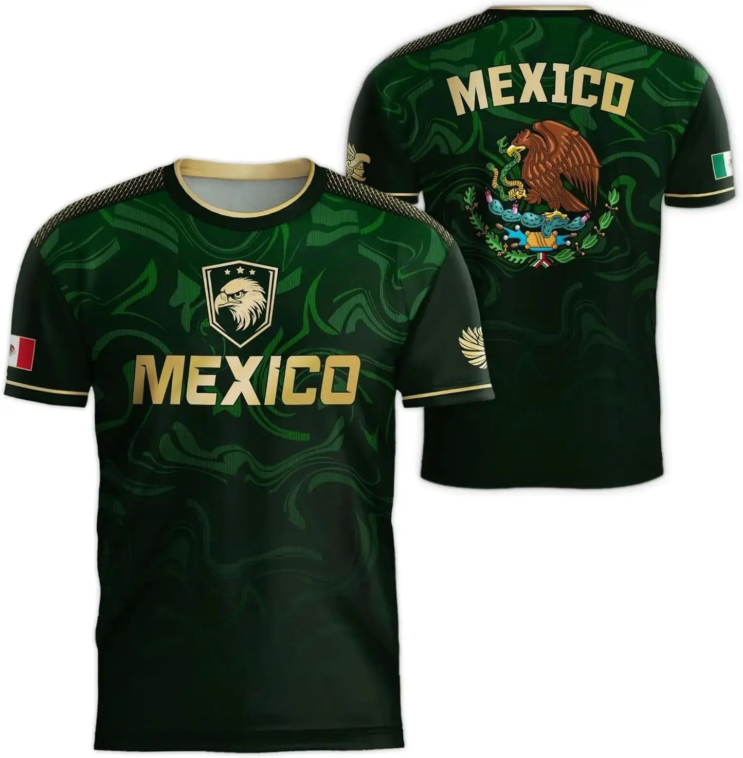 2026 Mexico National Flag Print T Shirt Men women 3D Eagle Pattern Short Sleeve Tees Outdoor Football Sports Clothes Casual Tops